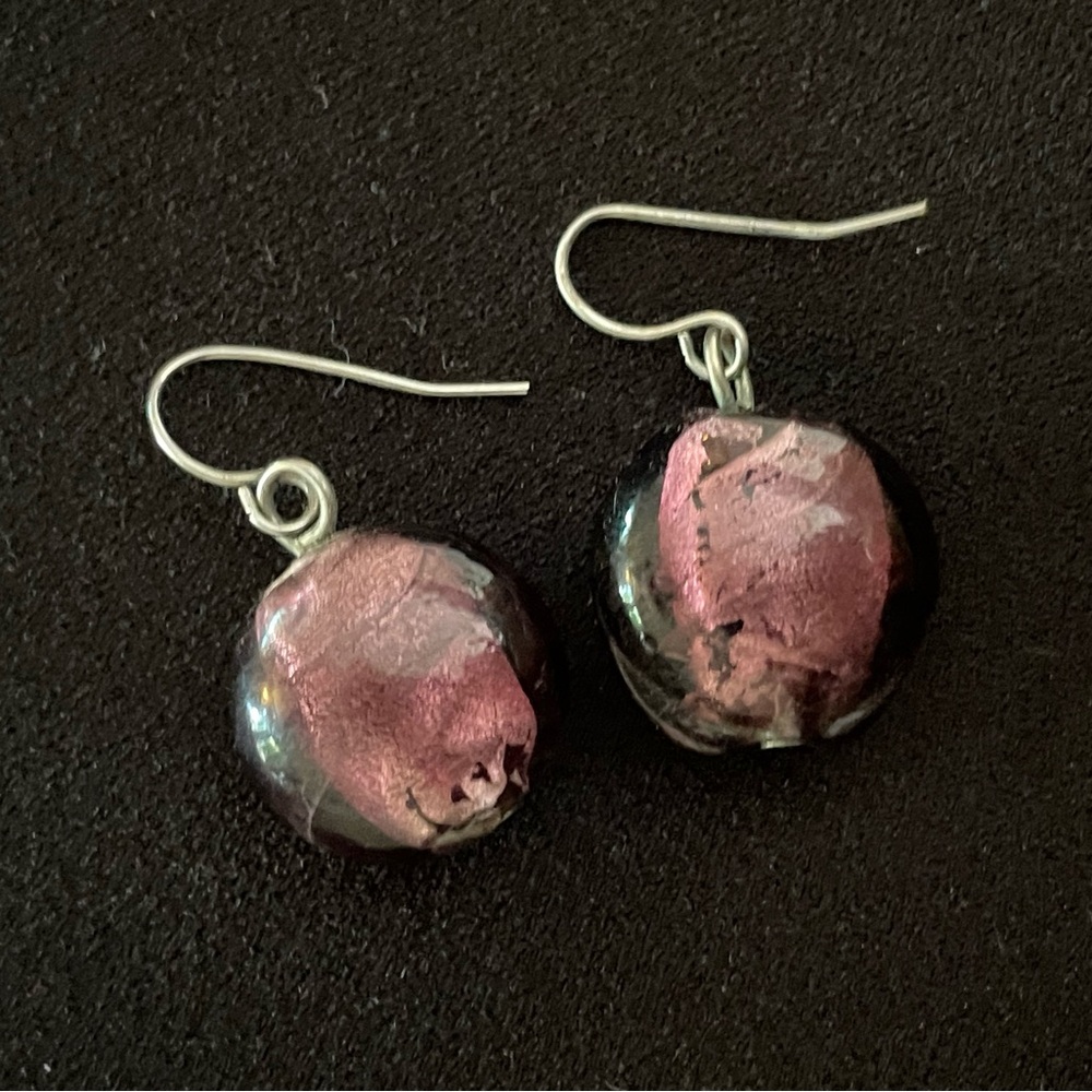 Glass purple earrings